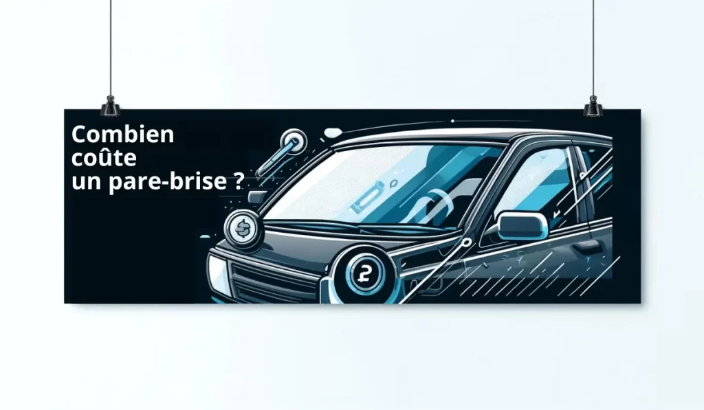Bannière moderne sans texte montrant un pare-brise de voiture avec des éléments subtils indiquant les coûts, parfait pour un en-tête de site web sur l'entretien automobile.